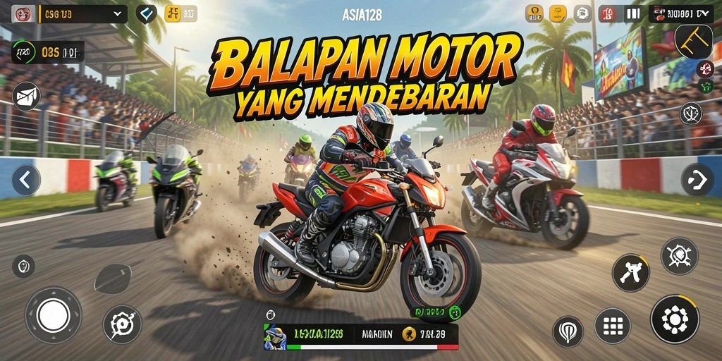 Gambaran gameplay seru balapan motor di ASIA128.