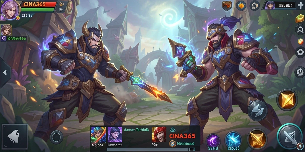Tampilan seru gameplay CINA365 dalam pertempuran MOBA.