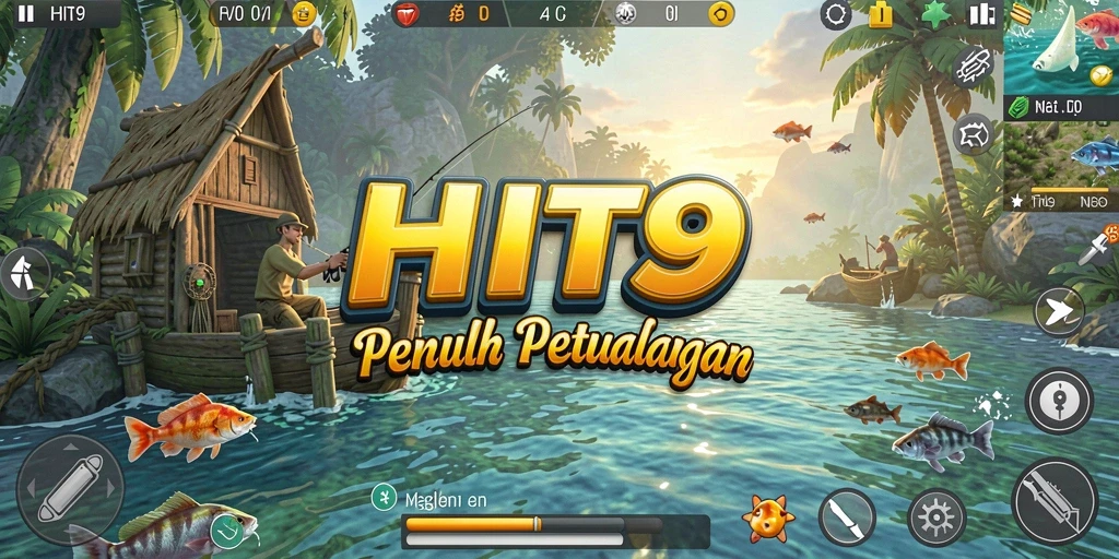 Tampilan gameplay HIT9 yang menakjubkan saat memancing di lokasi yang indah.