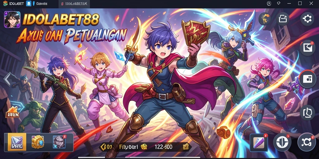 Tampilan gameplay IDOLABET88 yang penuh warna dan karakter animasi yang menarik.