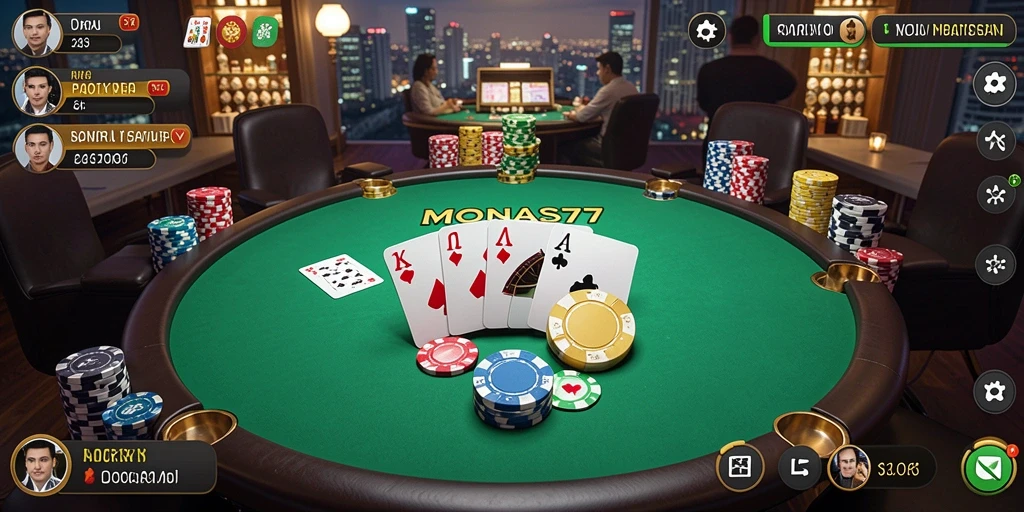 Tampilan screenshot MONAS77 dengan gameplay poker yang menarik.
