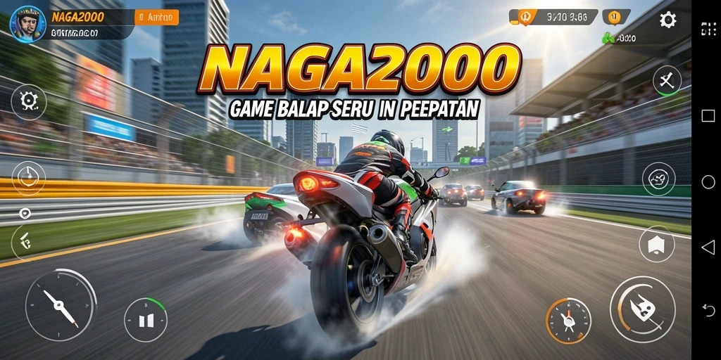 Screenshot gameplay NAGA2000 menampilkan lintasan balap yang mendebarkan.