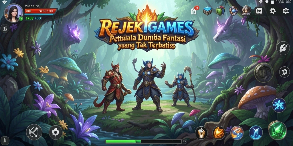 Screenshot utama REJEKIGAMES menampilkan aksi pertempuran epik dalam game MMORPG.