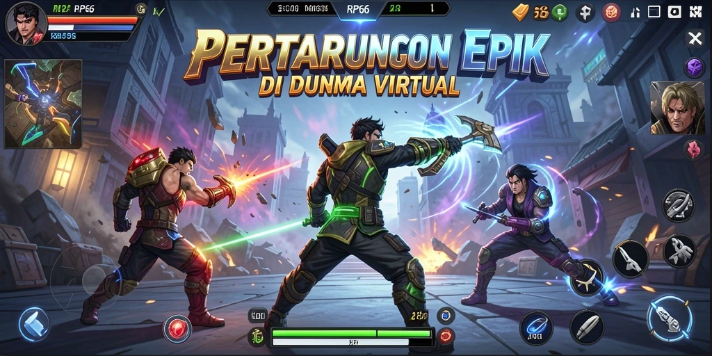 Tampilan gameplay RP66 dengan karakter dan pertarungan mendebarkan.