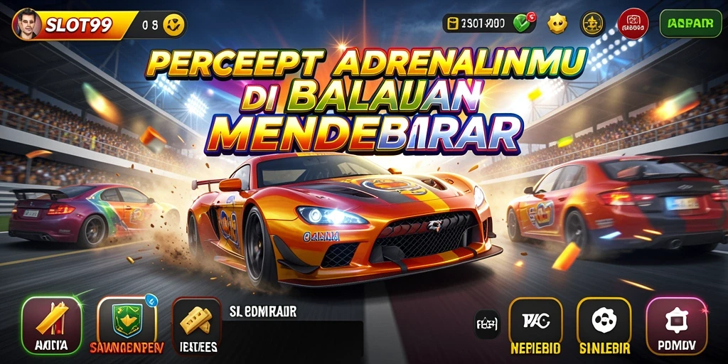 Tampilan menarik dari gameplay SLOT99 saat balapan.