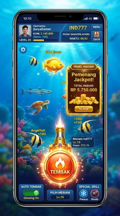 Tampilan antarmuka pengguna ind777 yang modern dan sederhana.